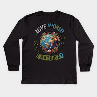 Love World Earth Day 2024 planet Environmental Kids Long Sleeve T-Shirt